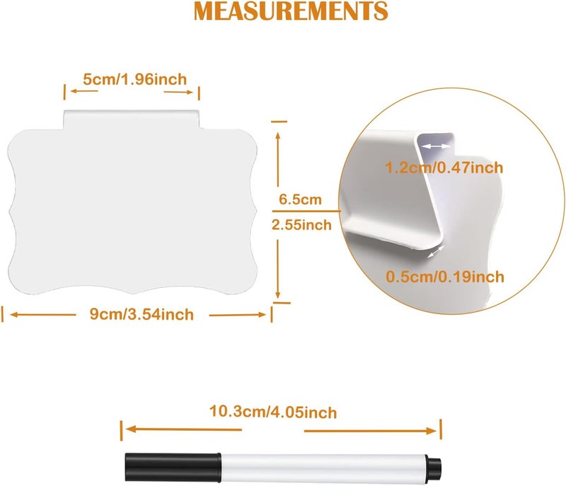 badigo Reusable Erasable Basket Label Clips - 12 White PVC Basket Clip Tags with 2 Black Chalk Pens | Commercial-Grade Reusable Bin Labels for Warehouse/Home Organization - Image 2